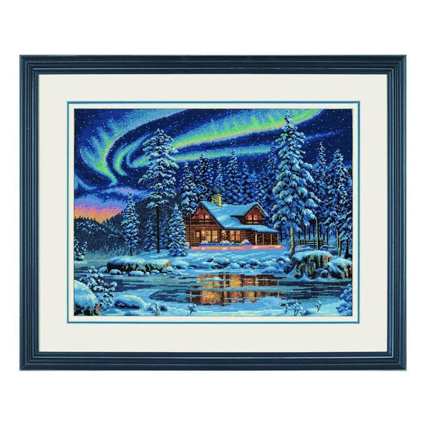 Aurora Cabin Cross Stitch Kit 35212 Gold Collection by Dimensions