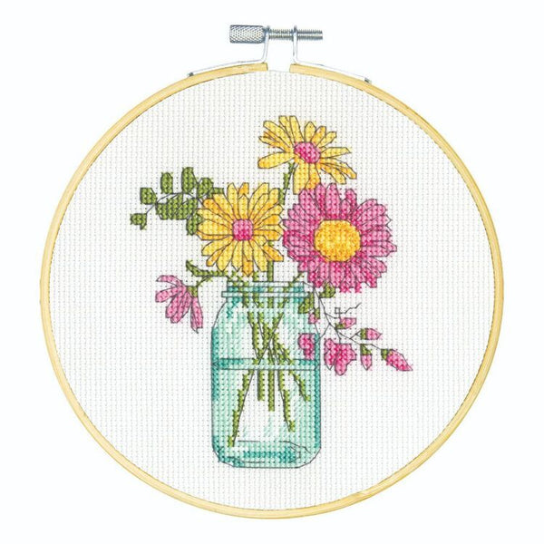 Flower Mason Jar Cross Stitch Kit 72-75344 by Dimensions