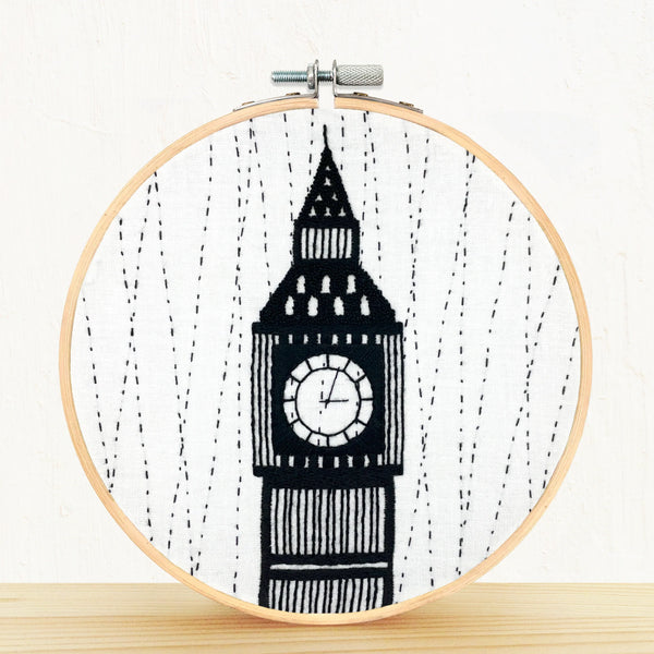 Big Ben Embroidery Kit with 15cm Hoop by Embroidery + Sage