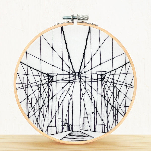 Brooklyn Bridge Embroidery Kit with 15cm Hoop by Embroidery + Sage