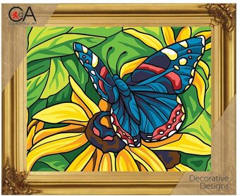 Butterfly on Flower - Printed Tapestry Canvas Kit 6330K by Collection D'Art