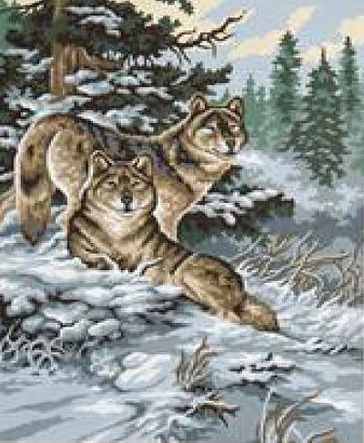 Snow Wolves - Tapestry Canvas by Collection D'Art 10481