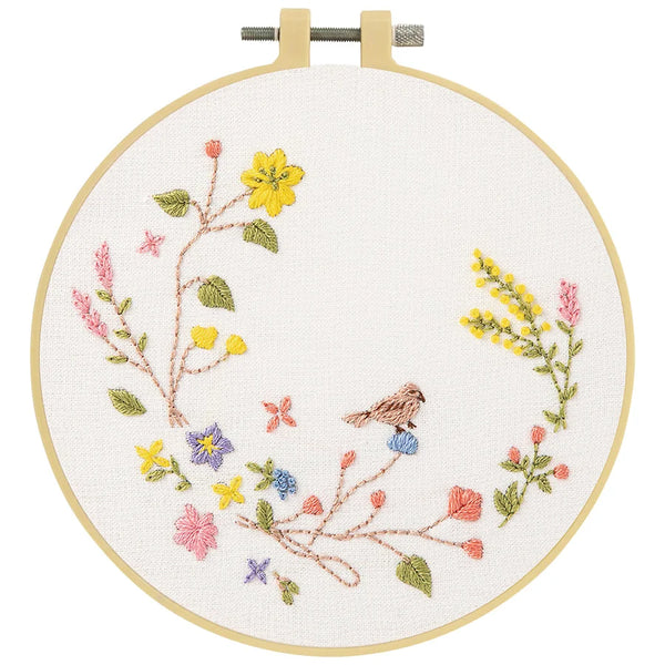 Bird On A Branch Embroidery Kit with 15cm Hoop by Make it