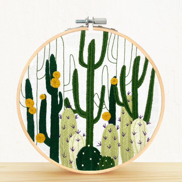 Cactus Bloom Embroidery Kit with 15cm Hoop by Embroidery + Sage