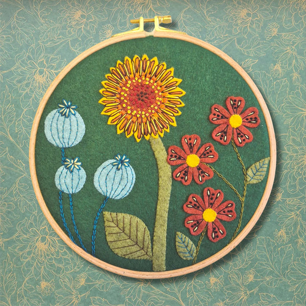 Botanical - Wool Mix Felt Appliqué Hoop Kit by Corinne Lapierre