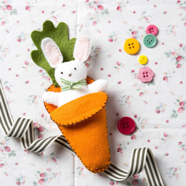 Bunny in Carrot Bed - Wool Mix Felt Craft Kit by Corinne Lapierre