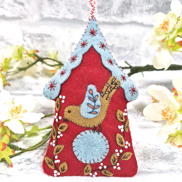 Folk Birdhouse - Wool Mix Felt Craft Kit by Corinne Lapierre