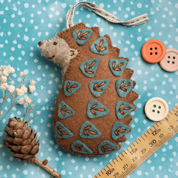 Folk Embroidered Hedgehog - Wool Mix Felt Craft Kit by Corinne Lapierre