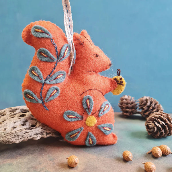 Folk Embroidered Squirrel - Wool Mix Felt Craft Kit by Corinne Lapierre