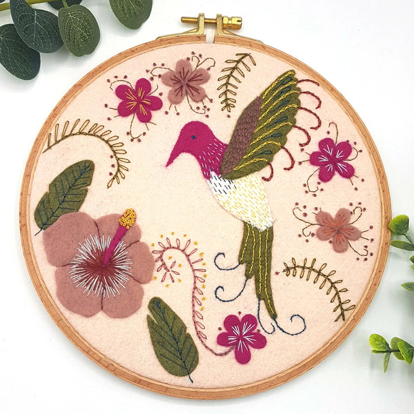 Humming Bird - Wool Mix Felt Appliqué Hoop Kit by Corinne Lapierre