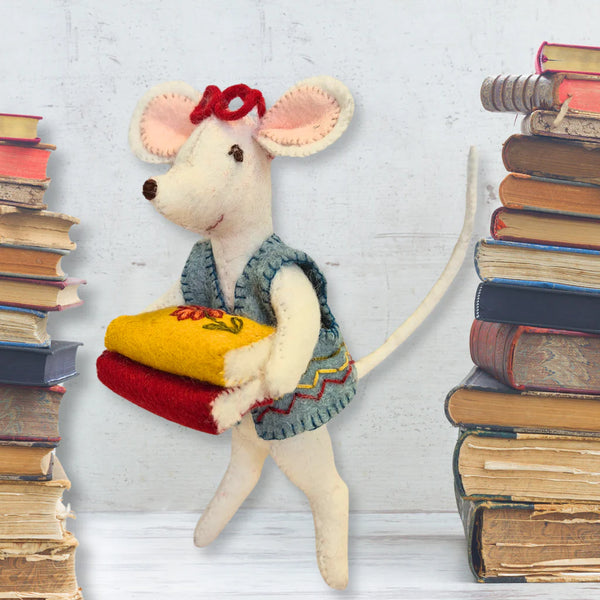 Little Mouse, the Librarian - Wool Mix Felt Craft Kit by Corinne Lapierre