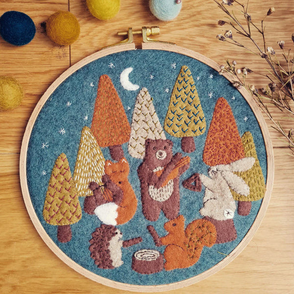 Woodland Melody - Wool Mix Felt Appliqué Hoop Kit by Corinne Lapierre