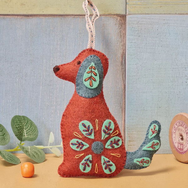 Folk Embroidered Dog - Wool Mix Felt Craft Kit by Corinne Lapierre