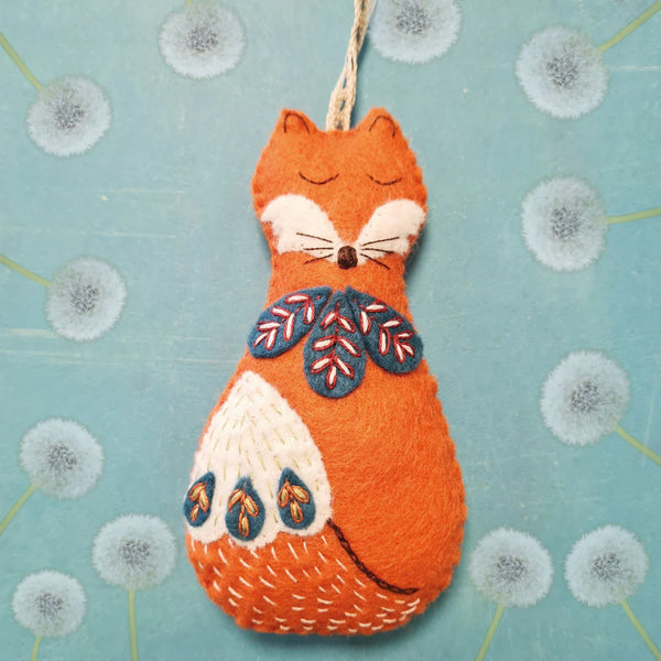 Folk Embroidered Fox - Wool Mix Felt Craft Kit by Corinne Lapierre