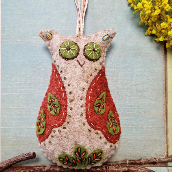 Folk Embroidered Owl - Wool Mix Felt Craft Kit by Corinne Lapierre