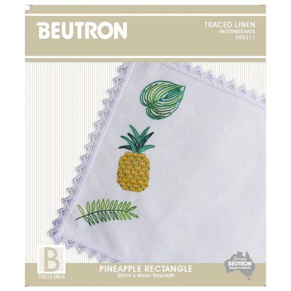 Pineapple Rectangle Traycloth Kit - Traced Linen 585311 by Beutron