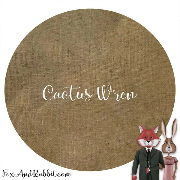 Fox and Rabbit Hand Dyed Linen - 40 Count Linen - Cactus Wren