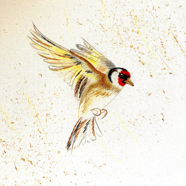 Colour In Flight - Goldfinch - Paint, Colour And Stitch Hand Embroidery Kit - The Bluebird Embroidery Co.