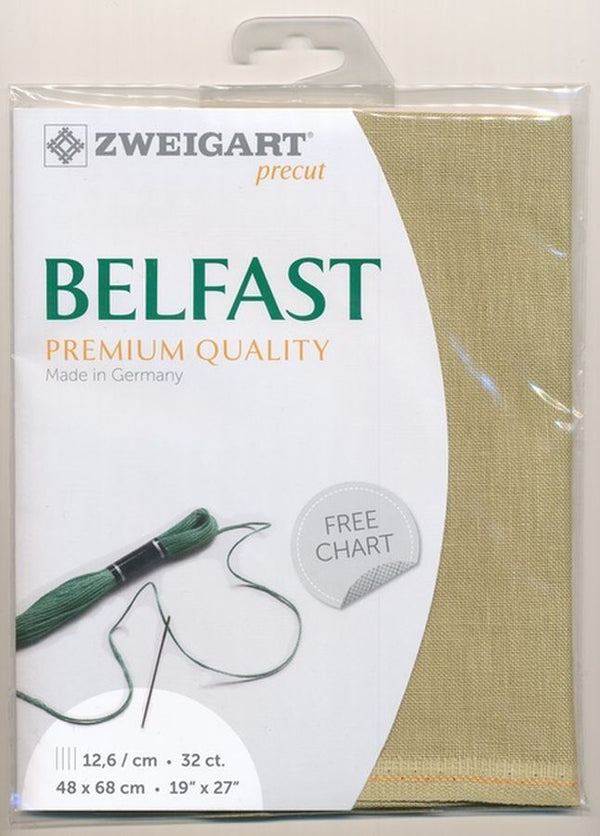 Zweigart Belfast Linen Pre-cut Pack 32count Willow Green (346)