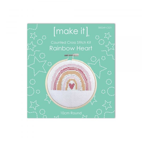 Rainbow Heart Round Cross Stitch Kit by Make It 585249-CS21