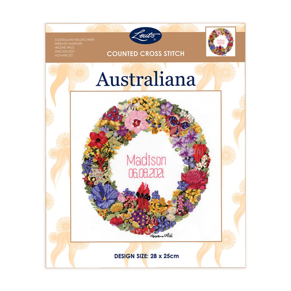 Australian Wildflower Wreath Sampler Australiana Cross Stitch Kit HWCS00-003 by Leuts