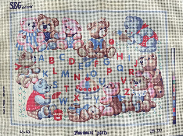 Teddy's Party - Nounours' Party - Tapestry Canvas by SEG de Paris 929.227