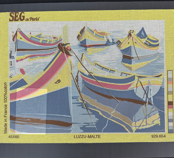 Fishing Boats - Luzzu-malte - Tapestry Canvas by SEG de Paris 929.645