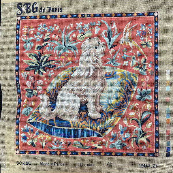 Dog on Cushion - Tapestry Canvas by SEG de Paris 1904.21