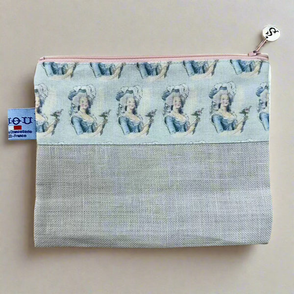 Sajou Coated Cotton and Linen Pouch - Marie Antoinette