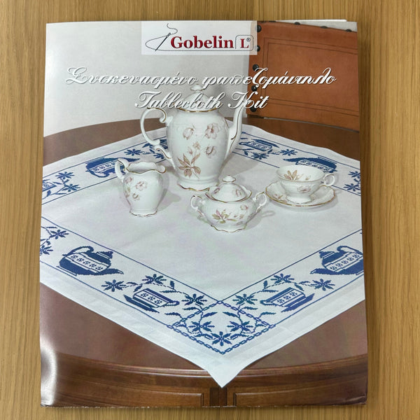 Cross Stitch Tablecloth Kit Tea Cups & Pots 90cm x 90cm Art.50 107 by Gobelin L
