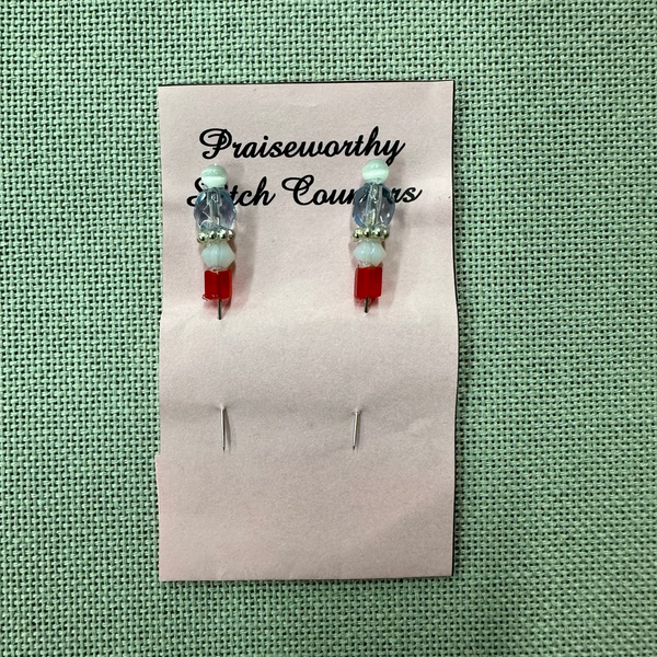 Stitch Counters / Marking Pins Red by Praiseworthy Stitches