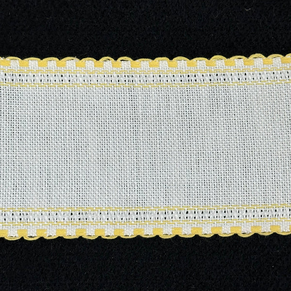 Zweigart Linen Band 8cm Wide - Off White with Yellow Edge (per 50cm)