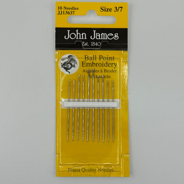 John James Ball Point Embroidery Needles JJ13637 Size 3/7