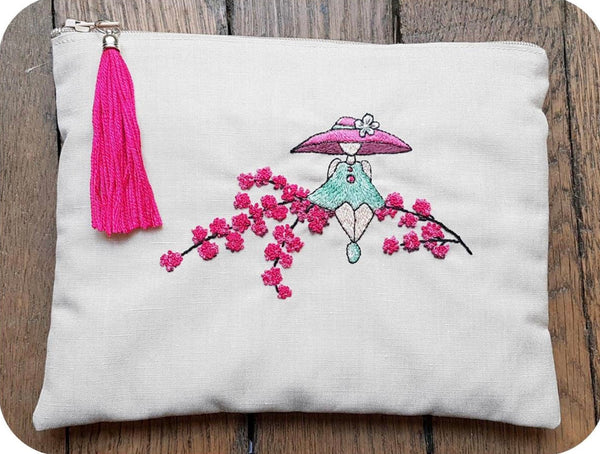 Pouch Little Lady Embroidery Kit by Au Ver A Soie