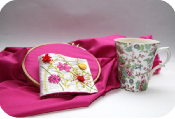 Needle Case Flowers - Pink Version Embroidery Kit by Au Ver A Soie