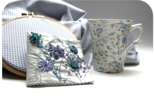 Needle Case Flowers - Blue Version Embroidery Kit by Au Ver A Soie