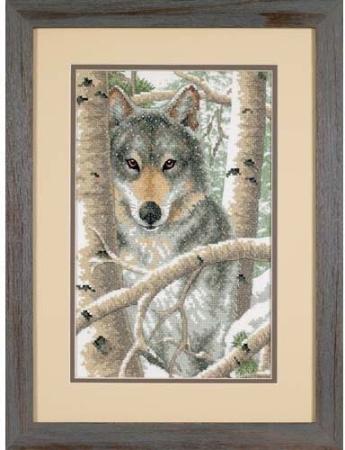 Wintry Wolf Stamped Counted Cross Stitch Kit 3228 by Dimensions