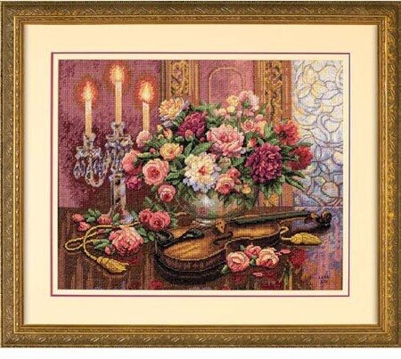 Romantic Floral Cross Stitch Kit 35185 Gold Collection by Dimensions