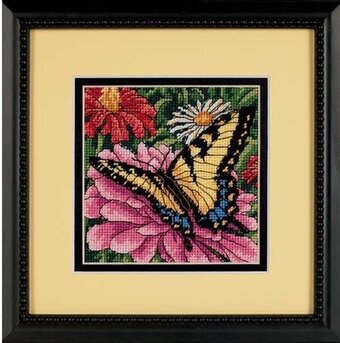 Butterfly on Zinnia Needlepoint Kit 7232 by Dimensions