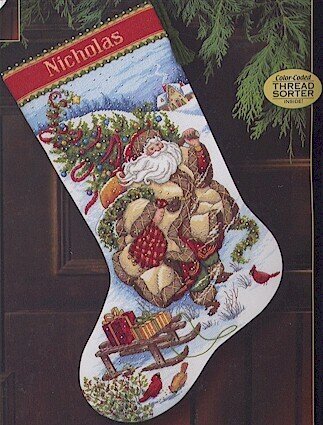 Santa's Journey Stocking Cross Stitch Kit 8752 Gold Collection by Dimensions