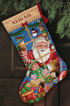 Santa's Toys Stocking Cross Stitch Kit 8818 Gold Collection by Dimensions