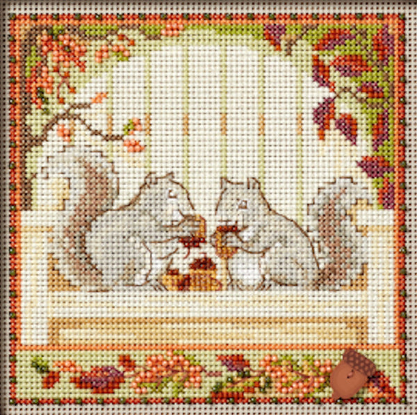 Nutty Squirrels -  Beaded Cross Stitch Kit by Mill Hill  (MH14-2422)