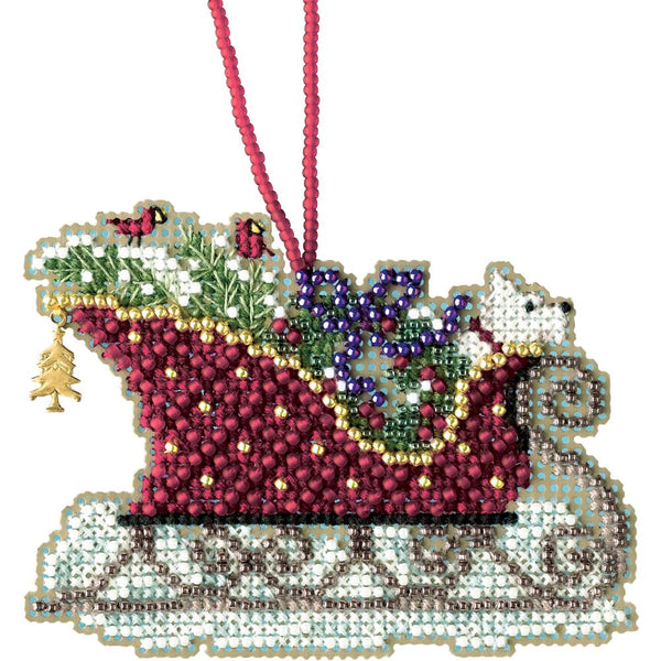 Evergreen Sleigh Beaded Cross Stitch Kit MH16-1734 by Mill Hill