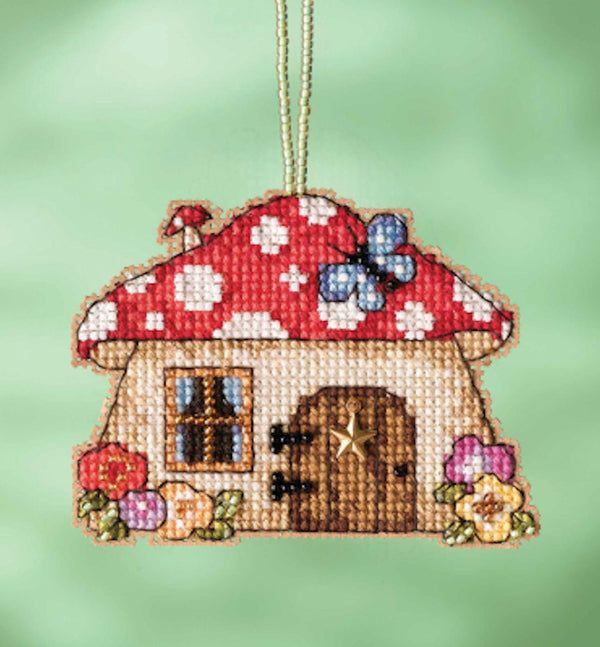 Mushroom House Gnome Garden Gnomes Charmed Ornaments Beaded Cross Stitch Kit MH16-2215 by Mill Hill