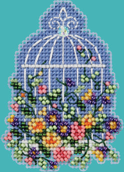 Floral Birdcage Spring Bouquet Collection Beaded Cross Stitch Kit MH18-2416 by Mill Hill