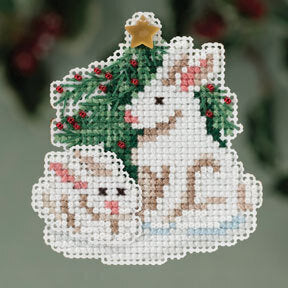 Winter Bunnies - Mill Hill Winter Holiday Beaded Magnet Cross Stitch Kit (MH18-1635)