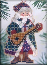 Mandolin Santa - Mill Hill Musical Santas Stitched and Beaded Ornament Kit (MHMS10)