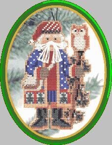 Juniper Branch Santa - Mill Hill Northwoods Santas Stitched and Beaded Ornament Kit (MHNS1)