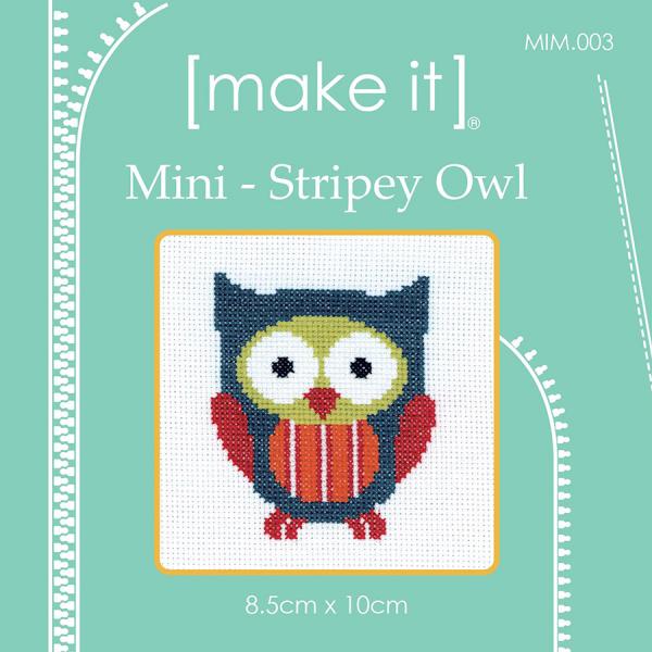 Mini Stripey Owl Cross Stitch Kit by Make It MIM.003