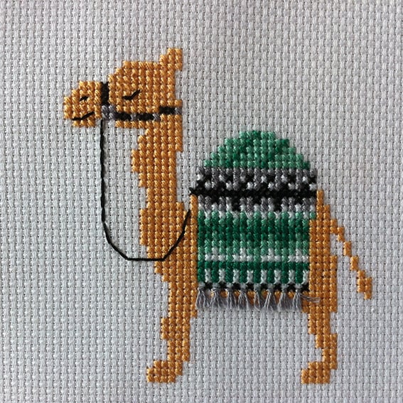 Mini Camel 10cm Round Cross Stitch Kit By Make It MIM.014
